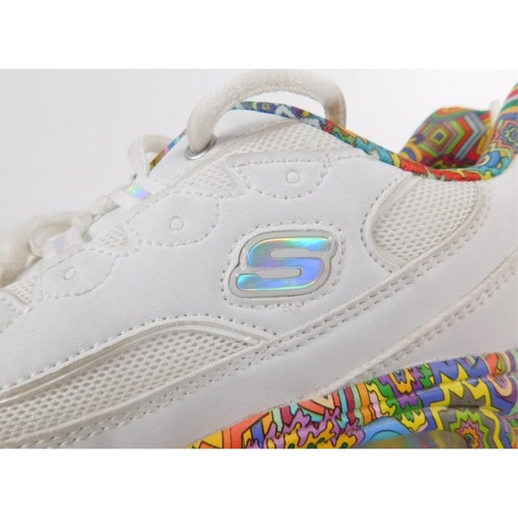 SKECHERS x Jen Stark White Rainbow Platform Sneakers Women's Size 10 - Picture 6 of 9